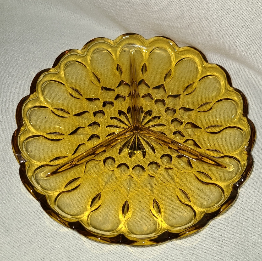 Vintage MCM Amber Glass Serving Dish